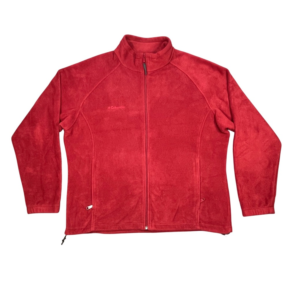 Columbia Red Full Zip Mock Neck Fleece Jacket Women Size 1X